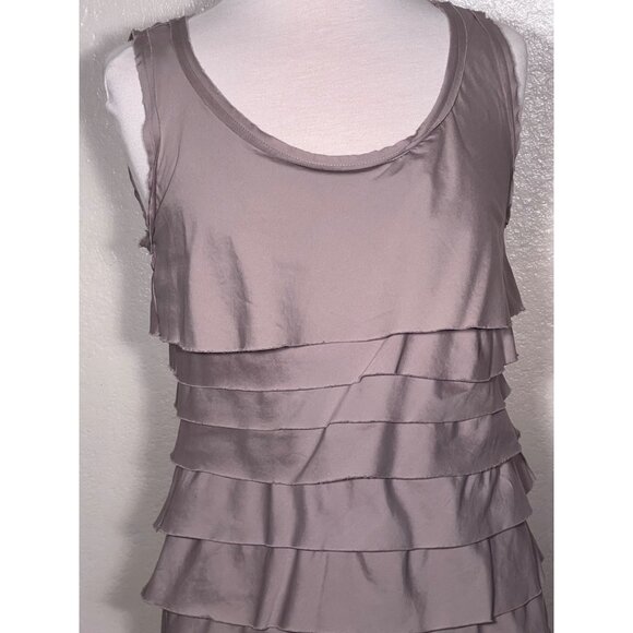 Alfani 8 Gray Sleeveless Tiered Ruffle Dress Cotton/Spandex Blend Pullover - Picture 7 of 16